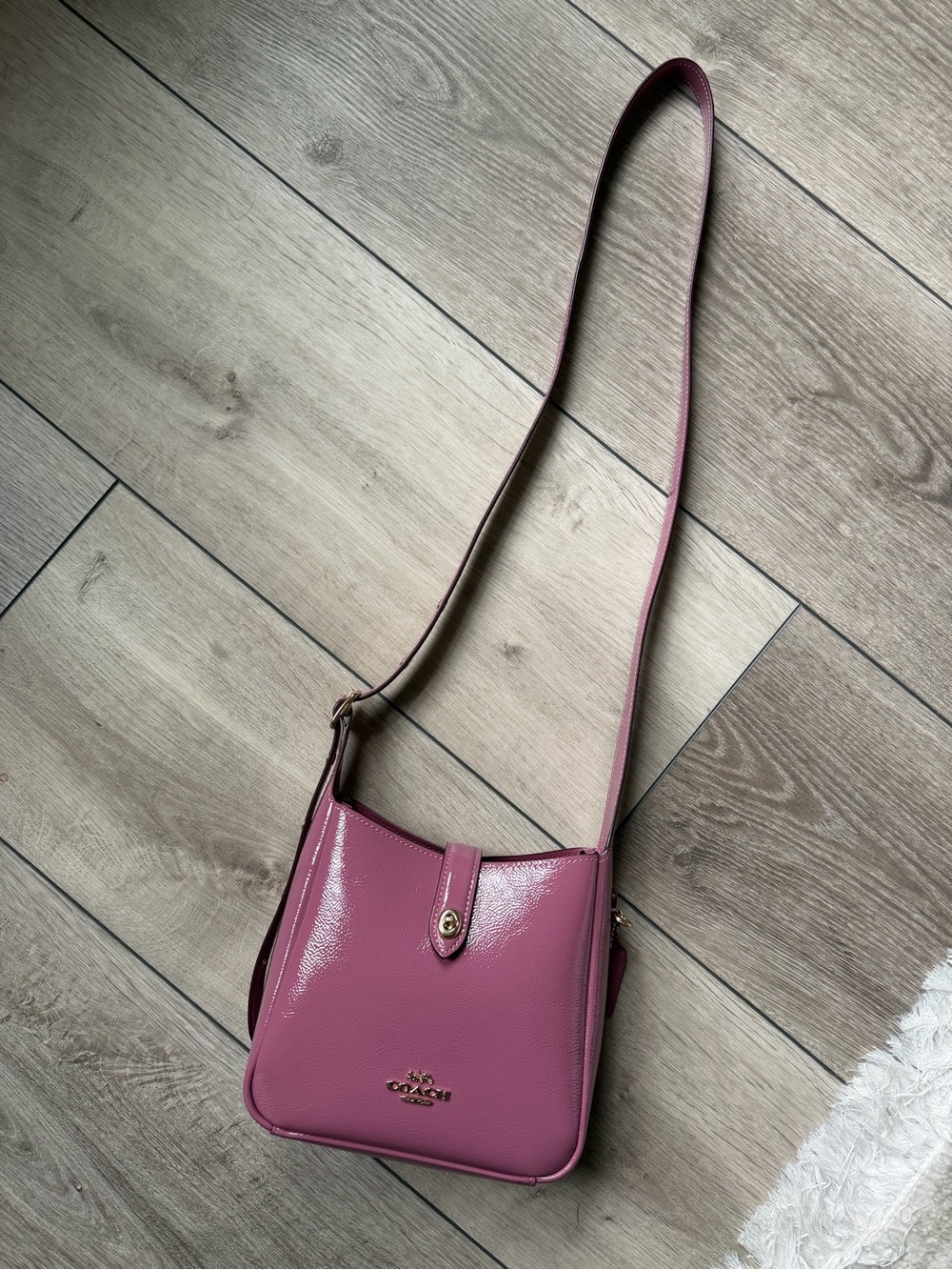 Coach Pink Hadley Mini Pebbled Leather Crossbody Bag - Azalea purple pink